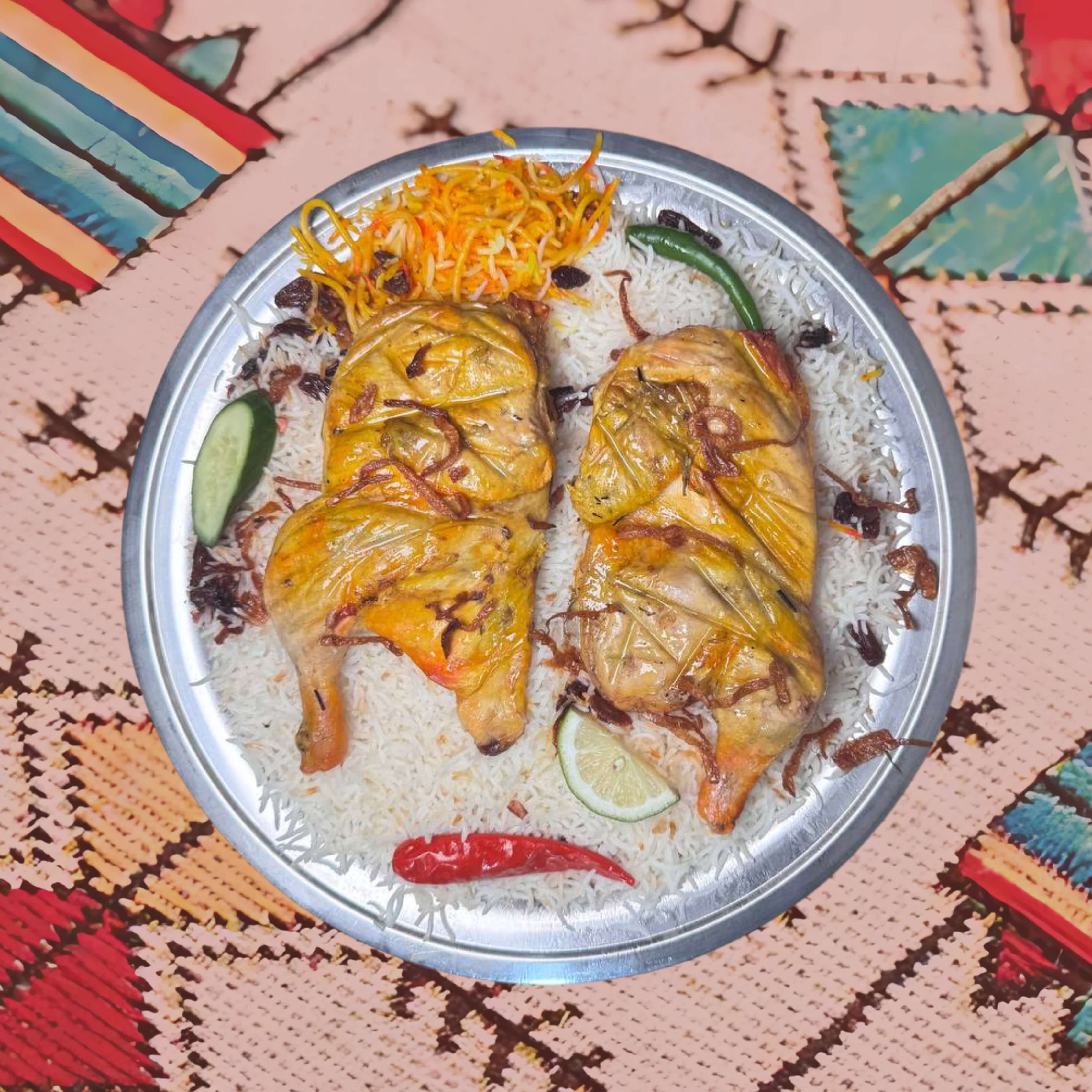 حبة دجاج حنيذ رز بشاور